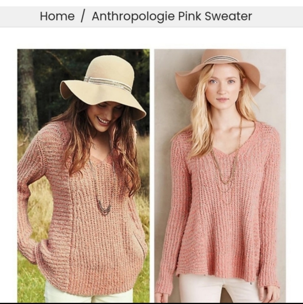 Moth anthropologie knit vneck sweater textured pink size small zipper detail